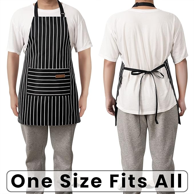 BeLuyi 2 Pack Adjustable Bib Apron with 2 Pockets Chef Cooking Kitchen Restaurant Aprons for Women Men