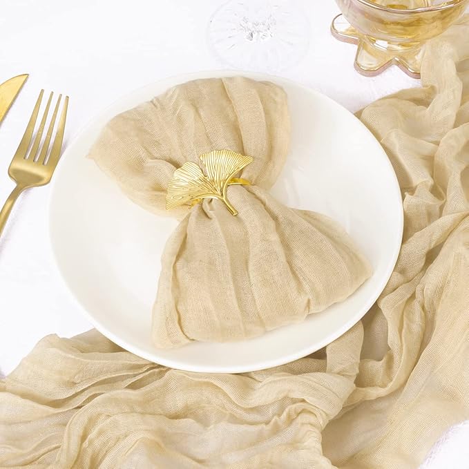 DeZerlor 20 Pack Champagne Cheesecloth Napkins Spring Cloth Napkins Set of 20 Champagne Dinner Napkins Bulk 21x21 Inches for Wedding Bridal Shower Baby Shower Parties