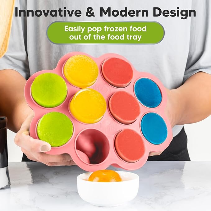 KeaBabies Silicone Food Freezer Trays with Lid, 2oz x 10 Pods Baby Food Storage Containers, Easy Puree Meal Prep, Breast Milk Silicone Freezer Molds, Dishwasher, Microwave Safe, BPA-Free (Blossom)