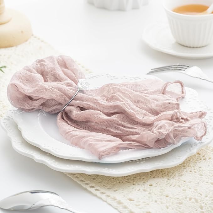 60 Pack Dusty Pink Cloth Napkins 21x21 Inches Dusty Pink Cheesecloth Napkins Set of 60 Washable Dinner Table Napkins for Wedding Bridal Baby Shower Party Rustic Boho Cotton Gauze Party Table Decor