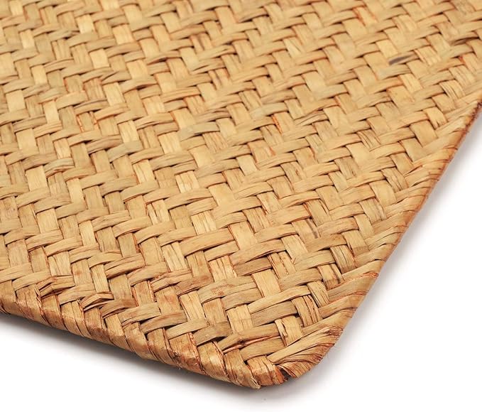 8 Pack Rectangular Woven Placemats, Rattan Wicker Table Mats, 17" x 12", Natural Seagrass Place Mats for Dining Table