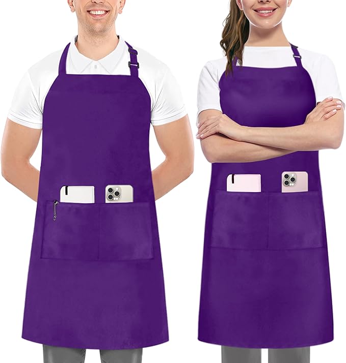 Utopia Kitchen 2 Pack Bib Apron, Adjustable with 2 Pockets, Water and Oil Resistant, Cooking Kitchen Chef Apron for Women Men
