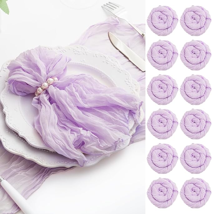 60 Pack Lilac Cloth Napkins 21x21 Inches Lilac Cheesecloth Napkins Set of 60 Washable Dinner Table Napkins for Wedding Bridal Baby Shower Rustic Boho Cotton Gauze Family Gathering Table Decor