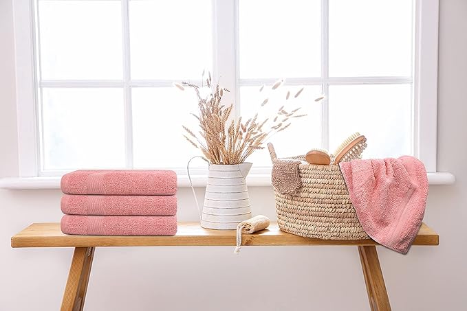 Premium Hand Towels Pack of 6 (16" x 30”) 100% Combed Ring Spun Cotton | Highly Absorbent Hand Towels Set | Ultra Soft for Home, Gym & Spa (Pink)