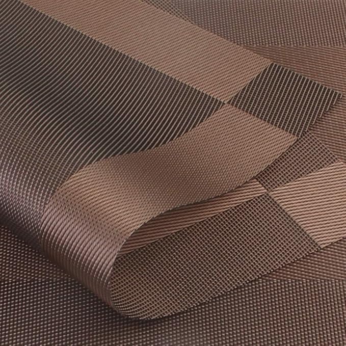 DACHUI Placemats, Heat-Resistant Placemats Stain Resistant Anti-Skid Washable PVC Table Mats Woven Vinyl (8pcs, Brown-Cross)