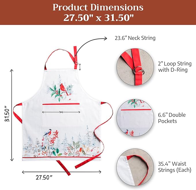 Maison d' Hermine 100% Cotton Apron for women with Pocket Kitchen Chef Apron for Men Cooking Mothers Day Gifts
