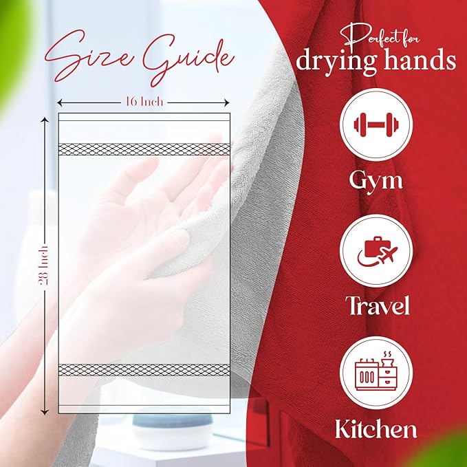 RIVERSIDE 6 Pack Premium Hand Towels Set, 16x28 inches, 100% Ring Spun Cotton, 600 GSM, Soft, Quick Dry and Highly Absorbent, Towels for Bathroom, Kitchen, Gym, Spa - White