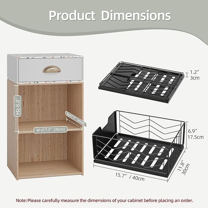 NETEL Pull Out Cabinet Organizer, 4 Pack No Drill Slide Out Drawers for Kitchen Cabinets, Metal Pantry Pull Out Shelves, Kitchen Cabinet Organizer, Pull Out Home Organizers,11.8"W X 15.7"D X 6.9"H