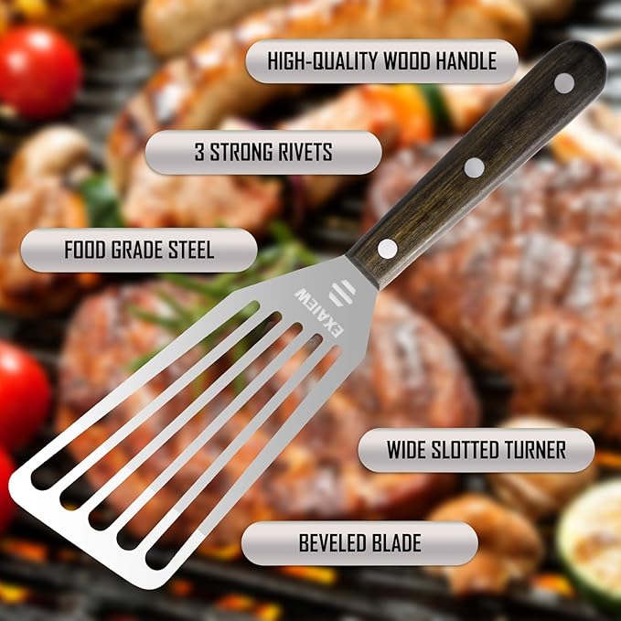2 Pack Fish Spatula Stainless Steel，Flexible Metal Spatula Perfect for Flipping Eggs, Burgers and Baking, Durable Lightweight Kitchen Slotted Turner for Cooking & BBQ, Perfect Gifts