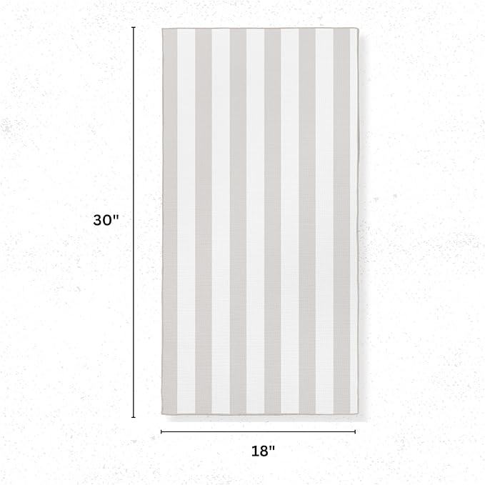 HALL & PERRY Kitchen Tea Towel, Ultra Soft, Quick Dry Microfiber Dish Cloths - 18"x30" Premium Quality Waffle Towel - Stripes and Plaid, Taupe (1, Mia)