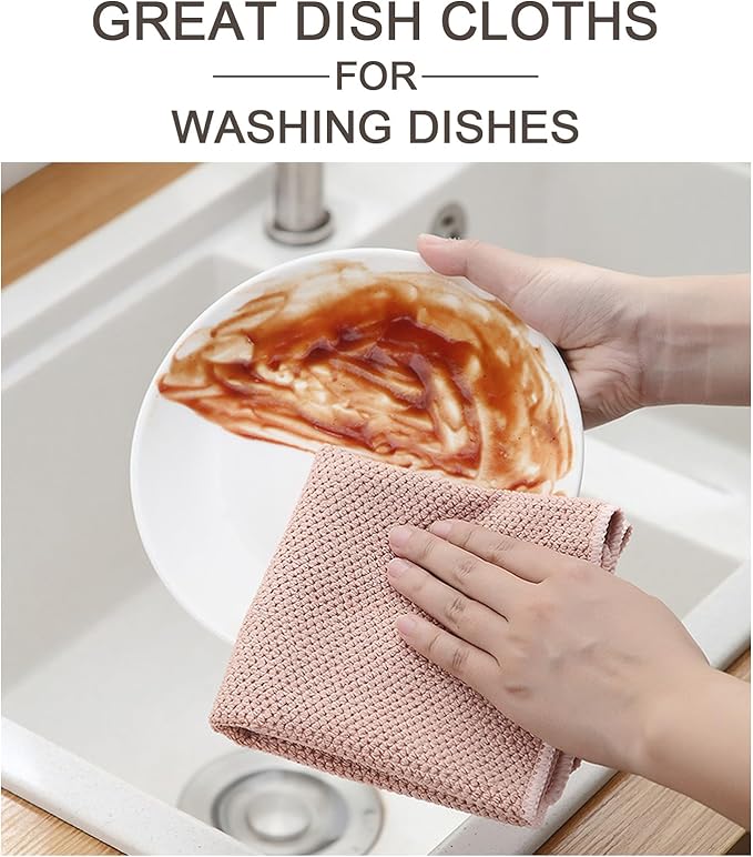 K&janet6am Dish Cloths for Washing Dishes, 12 Pack Kitchen Dish Cloths, Super Absorbent Microfiber Cleaning Cloth, Premium Waffle Dish Towels for Kitchen, 12x12 Inches