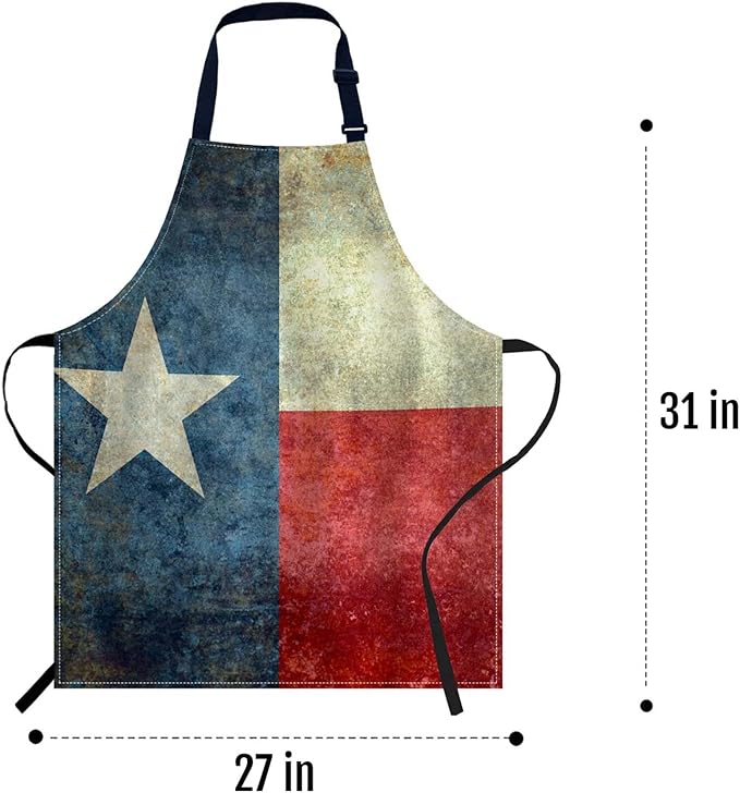 oFloral Vintage Texas Flag Apron Adjustable Apron Cooking Kitchen Chef Women Men Aprons for Home Kitchen, Restaurant, Coffee House, Baking Gardening BBQ