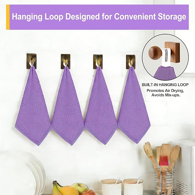 Microfiber Cleaning Cloth, 12 Pack Purple Cleaning Rags,12" X 11" Lint Free Dish Towels Wash Cloths, Reusable Microfiber Towels for Home and Kitchen Bathroom Apartment Cleaning Supplies