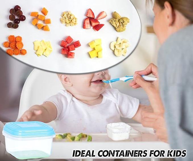 ARSUK Baby Food Containers (4oz/120ml, 16 Pack) - Small Plastic Containers with Lids - Toddler Snack Containers - Reusable Freezer Safe Food Storage Jars - BPA-Free, Leakproof & Microwave Safe