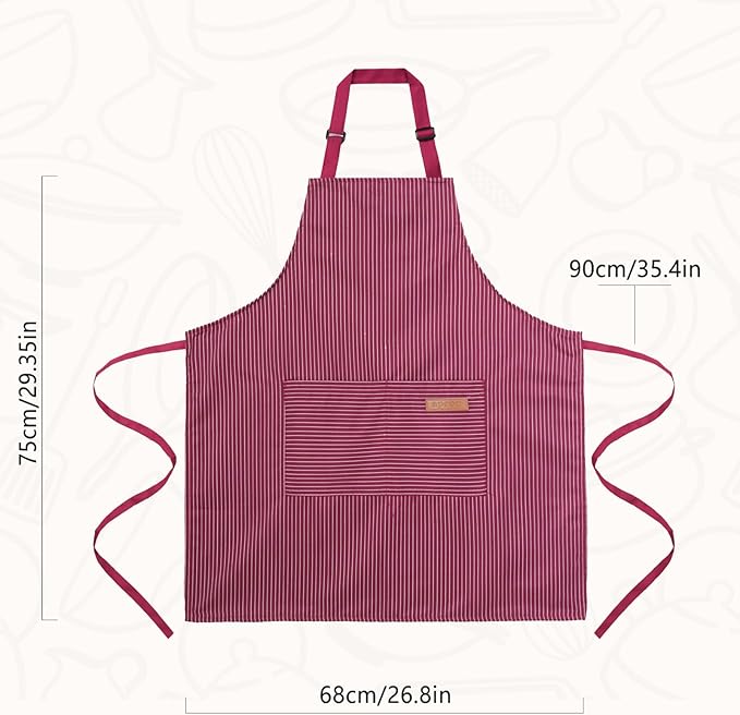 2 Pack Cooking Aprons Adjustable Bib Apron for Women with 2 Pockets, Kitchen Restaurant Men Chefs Aprons