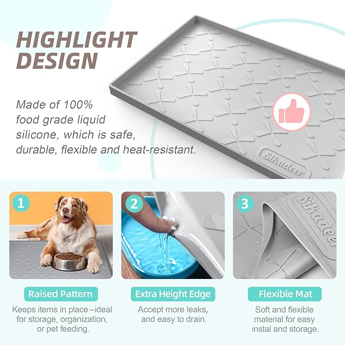 SIKADEER 22" x 22" Under Sink Mat Waterproof, Silicone Mat Kitchen Drawer Shelf and Cabinet Liner, Sink Protector for Kitchen Organizers and Storage, Boot Tray Pet Food Mats