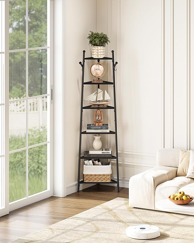 CHOEZON 6-Tier Cookware Stand, Triangle Shelf Storage Tower for Kitchen, Pans Pots Storage Rack, Metal Wire Shelf Organizer, Corner Shelf, for Kitchen, Living Room, Black TPR14BB