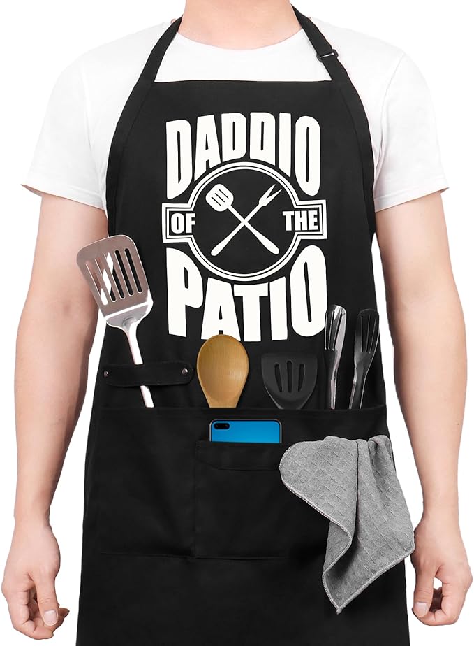 Funny Cooking Chef Apron with Pockets BBQ Kitchen Work Aprons Birthday Dad Creative Gifts