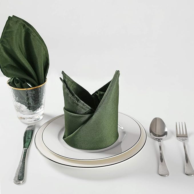 Cloth Napkins 20x20 inch Washable Polyester Dinner Napkins Soft Table Napkins for Wedding Party Dining Banquet(Willow,12PCS)