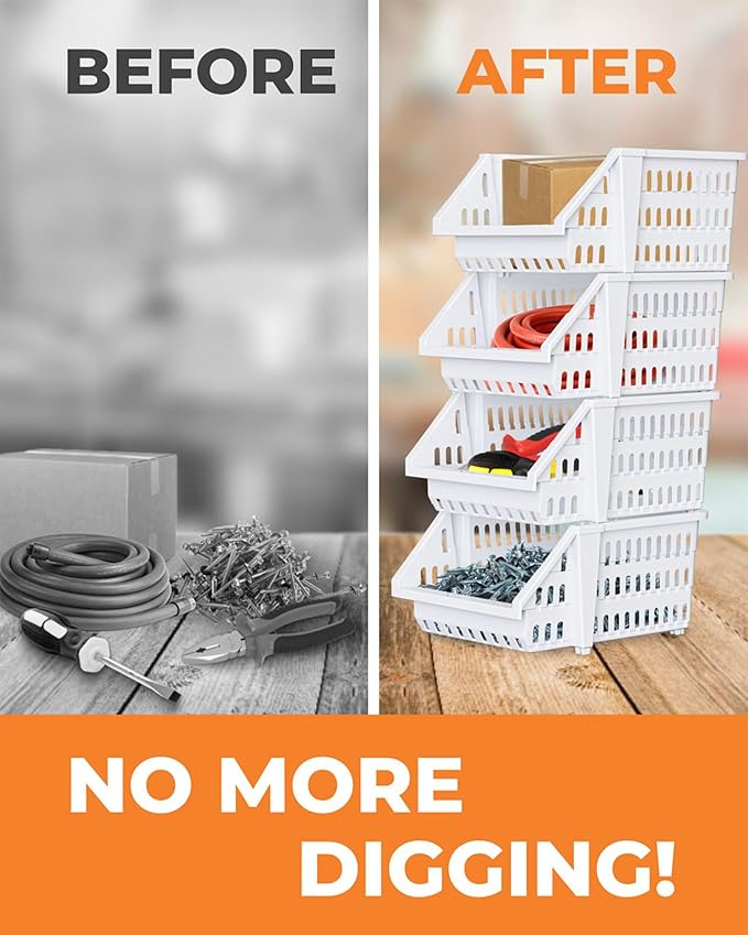 TidyFriend Small Stackable Storage Bins for Toy Organizer and Storage 12 Pack, Toy Storage Organizer for Kids Room and Home Organization (White)