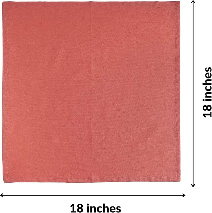 FINGERCRAFT Cloth Napkins Dinner Washable Set of 4 in Cotton Linen Fabric Premium Quality, Mitered Corners for Reusable Every Day Use Pre Shrunk and Good Absorbency Christmas (Pack of 4, Bubblegum)