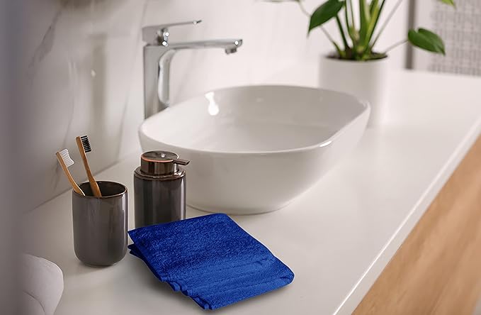 Softolle 100% Cotton Washcloths 24 Pack (12x12 Inches) Soft, Highly Absorbent Washcloth, Face Towels, Wash Cloths for Face, Ring Spun, Bulk Pack (Royal Blue)