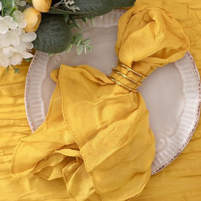 50 Pack 50 Pack Gold Cheesecloth Napkins Washable Spring Summer Cloth Napkins Set of 50 Bulk 21x21 Inches for Wedding Baby Bridal Shower Birthday Dinner Party Home Table Decor