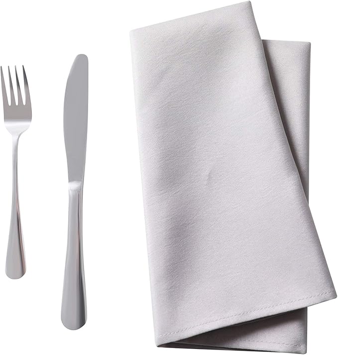 Bailarina Cloth Napkins Set of 80,17x17 inches Dinner Napkins Cloth Washable,Polyester Square Table Cloth Napkin Bulk with Hemmed Edges Ideal for Banquets, Parties and Weddings-Silver