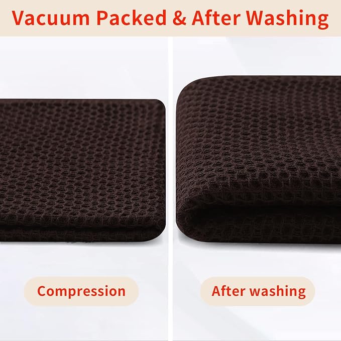 Homaxy 100% Cotton Kitchen Towels and Dishcloths Set, 12 x 12 Inches and 13 x 28 Inches, Set of 10 Bulk Kitchen Towels Set, Ultra Soft Absorbent Dish Cloths for Washing Dishes, Dark Brown