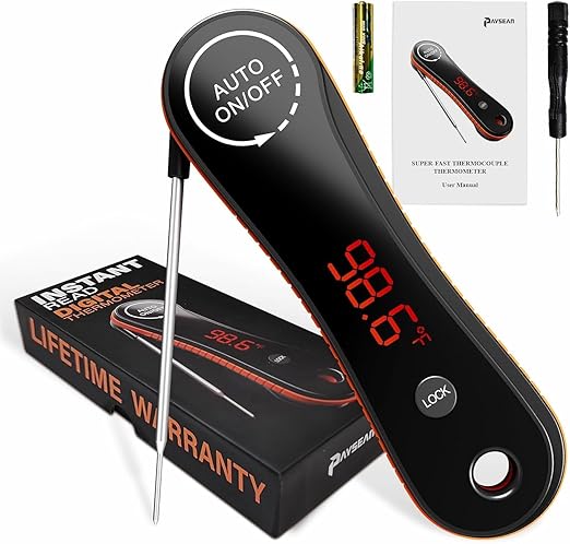 0.5 Sec Instant Read Meat Thermometer Digital, Digital Thermometer, Paysean Thermometer for Grilling, BBQ, Candy, Liquid, Beef, Gifts for Him Dad Men Birthday