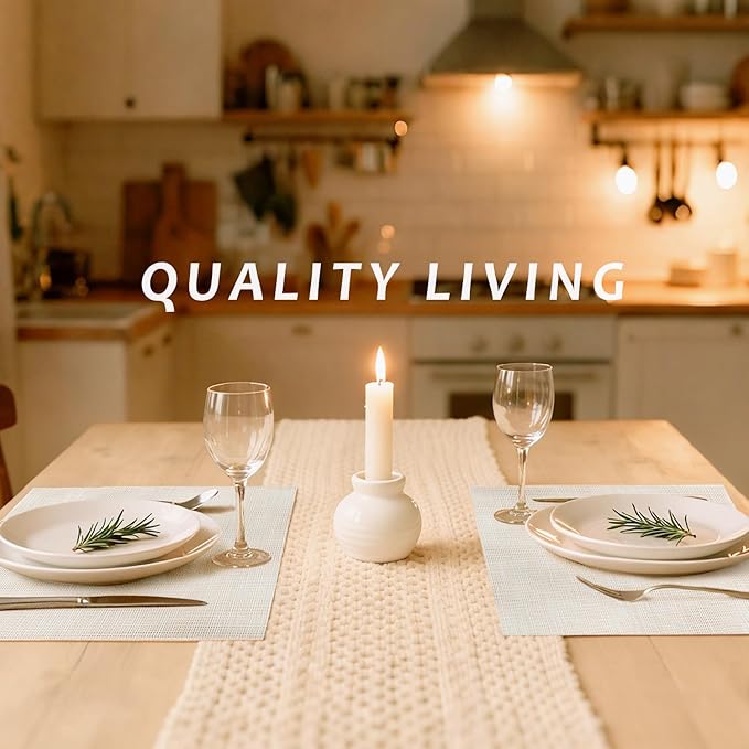 Durable Vinyl Placemats Set of 4, Non-Slip for Dining Table Mat, Heat Resistant Place Mats, Washable Anti-Slip PVC Easy to Clean Wipeable Premium Plastic Mats for Kitchen Beige