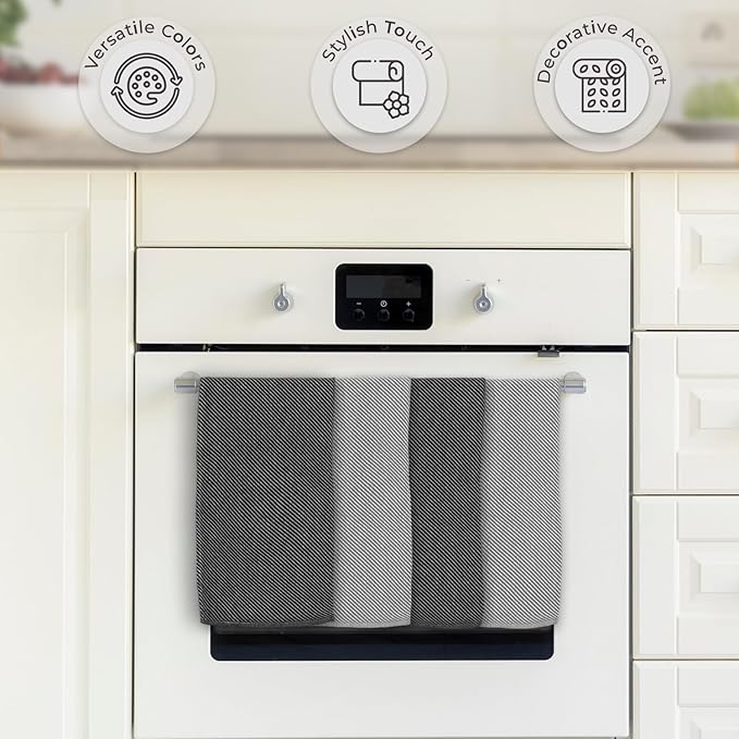 Ossano Decorative Dish Towels Set - 4 Pack, (20" x 30") - Decorative & Large - Versatile as, Kitchen Hand Towel, Dish Towels for Kitchen, Dishcloths, Kitchen Cloths, Gray and Anthracite Gray