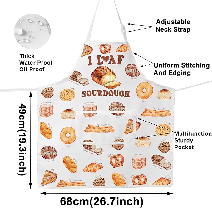 JNIAP Bread Baking Apron Bread Baker Aprons i Loaf Sourdough Baking Mom Gifts Baking Master Apron