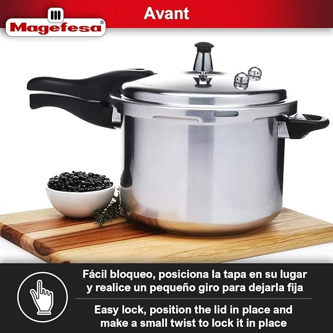 MAGEFESA Avant 8.5-Quart Aluminum Pressure Cooker, Compatible with Gas, Electric, Ceramic Stoves, Pressure Canner, Stovetop Instant Fast Cooking