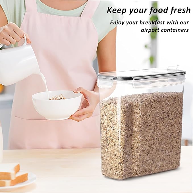 Cereal Containers Storage Set, 4 PCS Airtight Food Storage Container with Lids, BPA-Free Plastic Storage Containers for Cereal Rice Flour Sugar Dry Food (135.2 oz/4 Pcs)