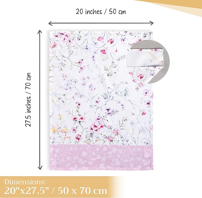 Maison d' Hermine Kitchen Towels Set of 3 100% Cotton 27.50" x 20" Reusable Cloth Tea Dish Towels Absorbent with Hanging Loop for Kitchen Gifts for Mothers Day Spring/Summer (Summer Floral)