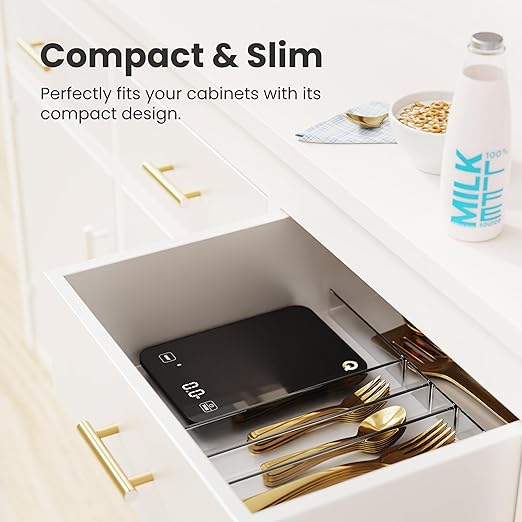 Qahar Food Scale with Nutritional Calculator, Waterproof LED Display Digital Kitchen Scale for Weight Loss Cooking Baking Keto Macro Diet, Calorie Counting, Black Glass, 22lb/10kg
