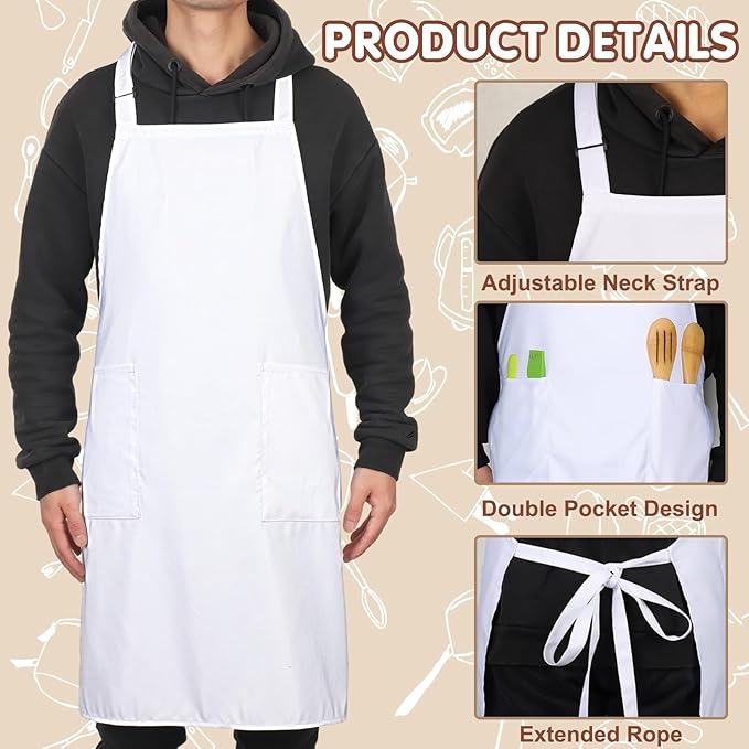 2 Pack Chef Apron and Hat, Adjustable High Cooking Apron Waterproof Kitchen Baking Apron Chef's Hat Christmas Gift