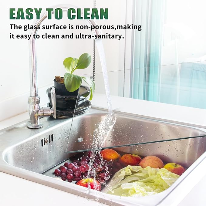 Seelenruhe Tempered Glass Cutting Boards for Kitchen Counter, 2PCS 12x16 inch Clear Cutting Boards for Countertop, Non-Slip, Heat-Resistant, Easy to Clean, Kitchen Decoration