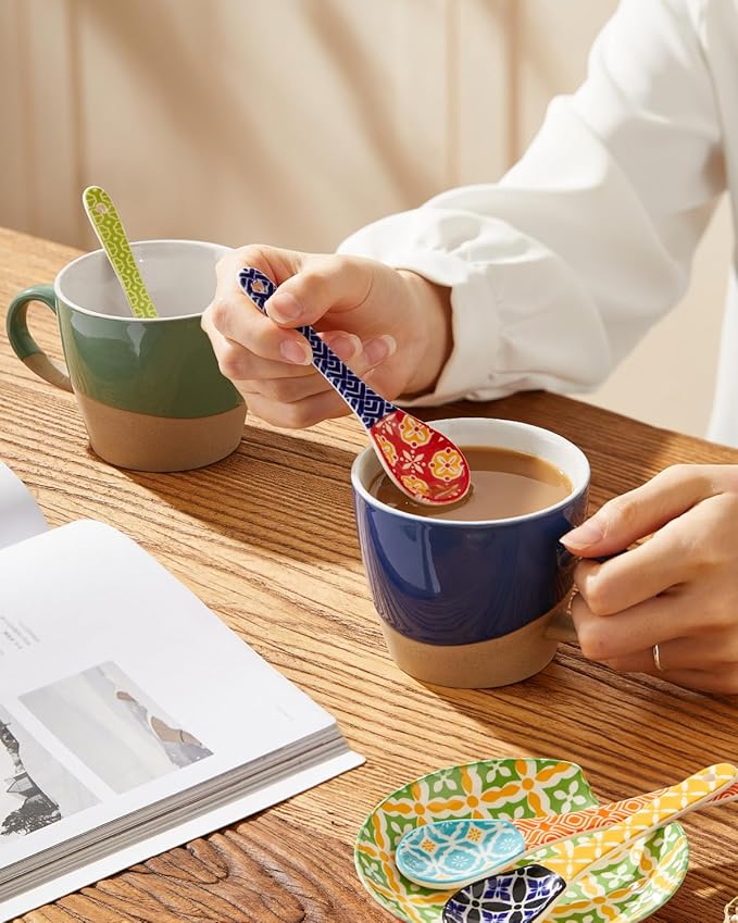 Metahom Ceramic Coffee Spoons, Colorful Teaspoons, Small Spoons for Espresso, Dessert, Tea, Stirring, Dishwasher & Microwave Safe, Assorted Colors, Set of 6