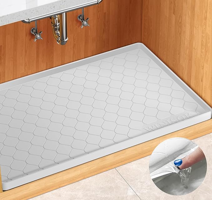Winisok Silicone Under Sink Mat 22" x 19", kitchen Essentials and Gadgets, Shelf liner and Cabinet Protector, Home Organizers and Storage, Waterproof Bathroom Tray