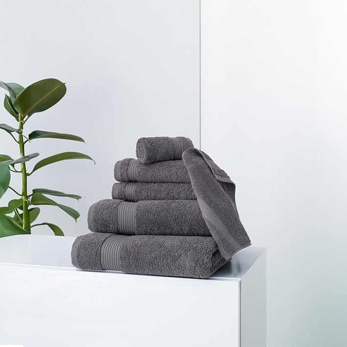 Classic Turkish Towels CTT - Luxury 6 Piece Towel Set, 100% Turkish Cotton, Quick Drying, Highly Absorbent & Comfy, Includes 2 Bath Towels, 2 Hand Towels & 2 Washcloths | (Grey)