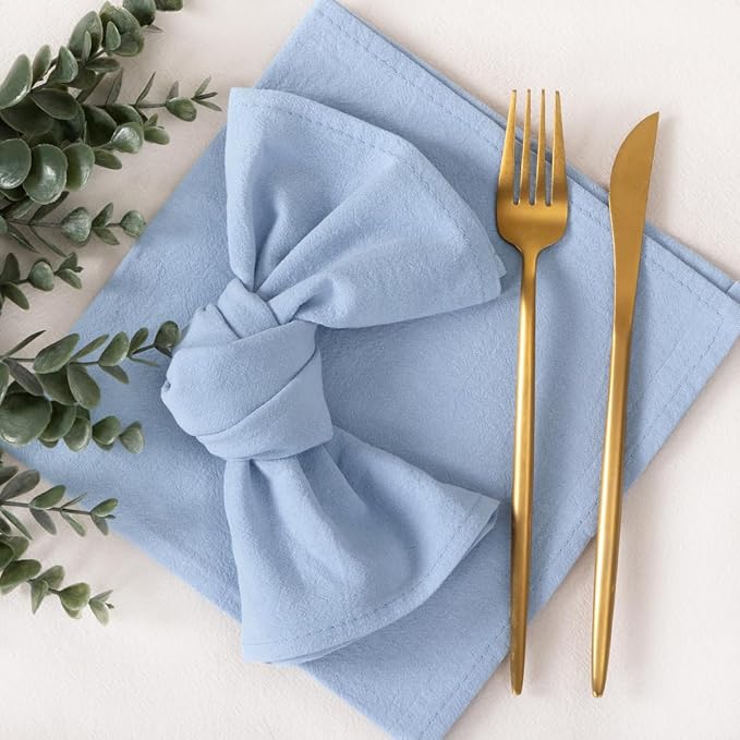 Socomi Cloth Napkins Blue Easter Spring Washable Reusable Bulk Linen Cotton Napkins Set of 6 17"x17" for Wedding Party Bridal Baby Shower Birthday Dining Table Decorations
