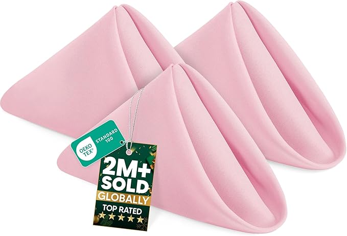 Utopia Home Pink Cloth Napkins (12 Pack, 20x20 Inches), Ideal Dinner Napkins for Party, Wedding and Lunch/Dinner