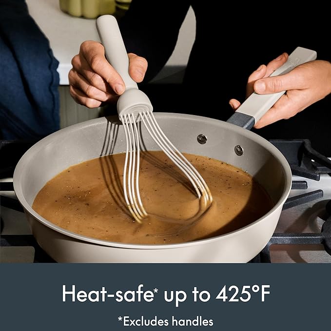 bella 2-Piece Compact Masher and Whisk Set, Fold Flat, Stainless steel and silicone, Foldable Masher, Ballon Whisk, Flat Whisk, Non-stick, Nonslip, Heat safe to 425°F, Oatmilk
