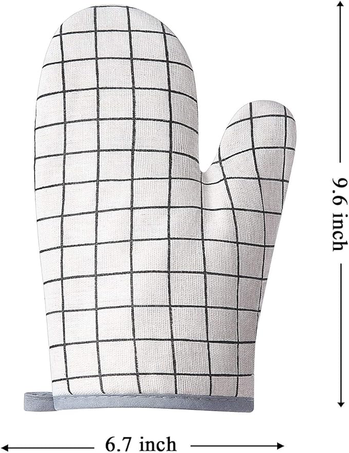 Oven Mitts and Potholders BBQ Gloves-Oven Mitts and Pot Holders with Recycled Infill Silicone Non-Slip Cooking Gloves for Cooking Baking Grilling (4-Piece Set) (White)