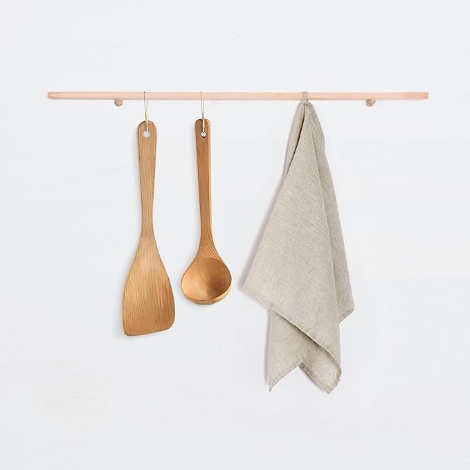 100% Linen Tea Towels - 14 x 28 Inch Pure French Linen Kitchen Dish and Hand Towels (Set of 4) (Natural Linen)