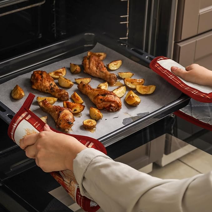 Bencailor 12 Pcs Pot Holders with Pocket Kitchen Hot Potholders Hot Pad Oven Mitts Cookie Bag Oven Gloves for Kitchen Gift Baking Cooking(Bright Red,Red Rooster)
