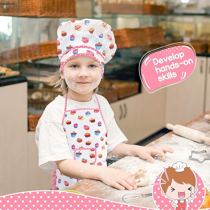 Gifts for 2-8 Year Old Girls Boys,Chef Costume Set Kids Apron for Girls Toddler Birthday Xmas Gifts for Kids Stocking Stuffer