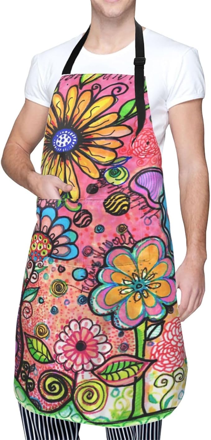Perinsto Waterproof Apron With 2 Pockets Kitchen Chef Aprons Bibs For Cooking Baking Painting Gardening Grooming